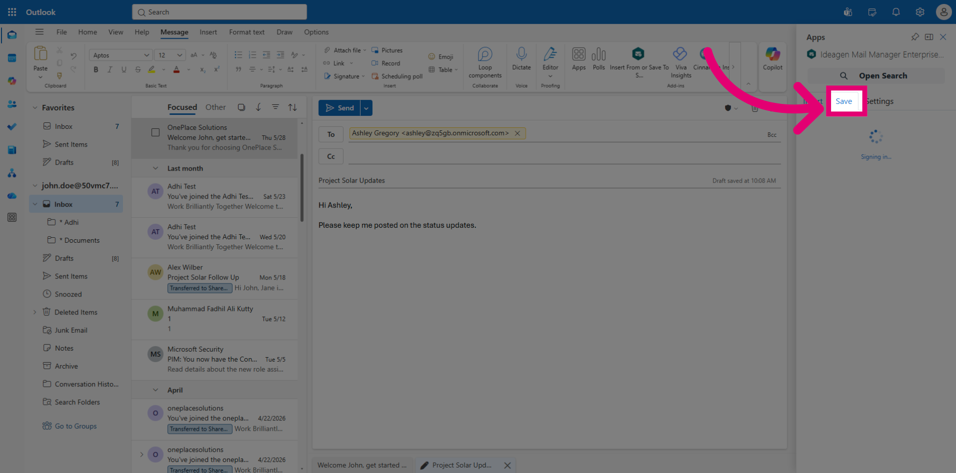 Setting a Filing Location