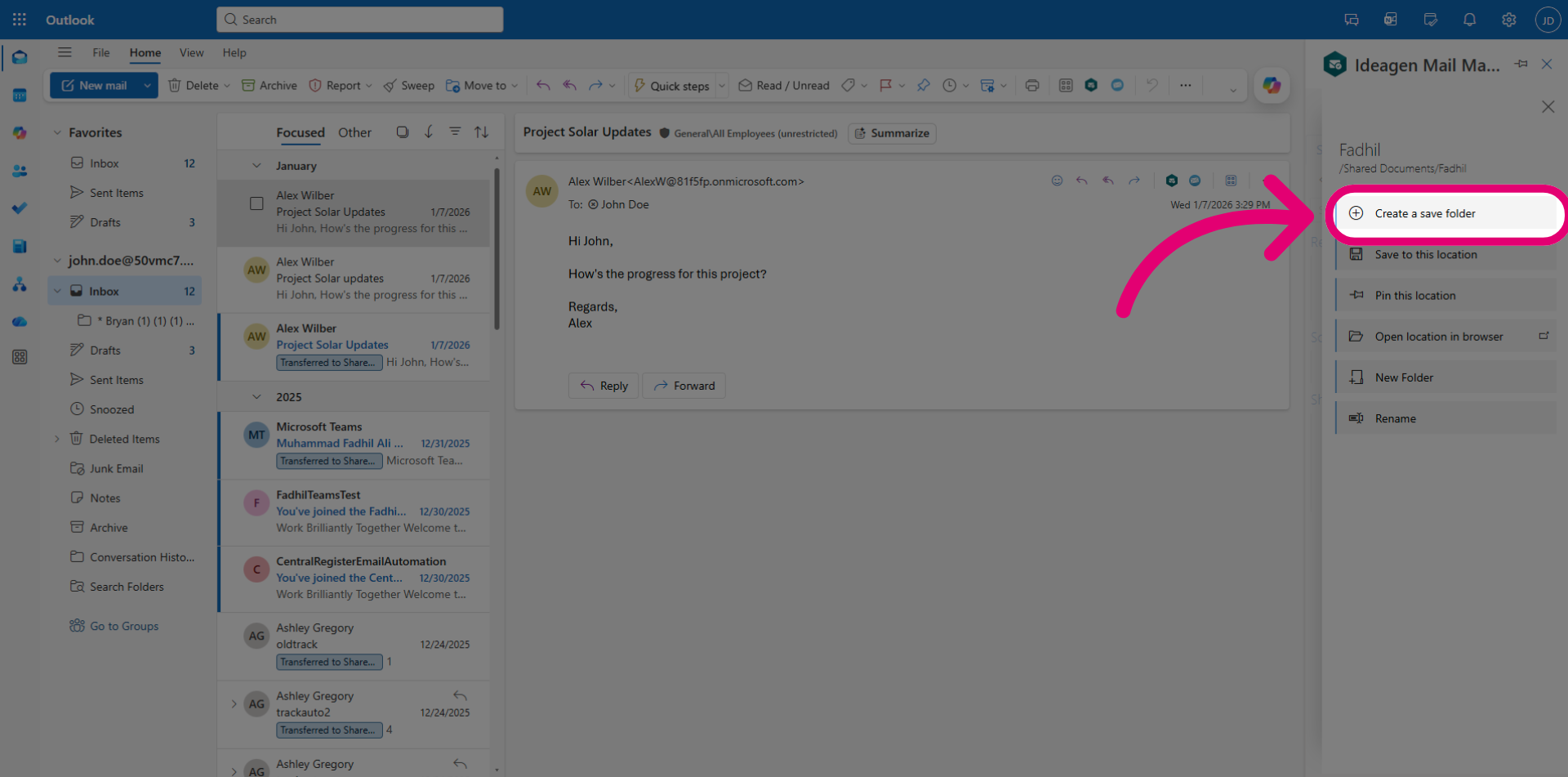 Click 'Create a save folder'