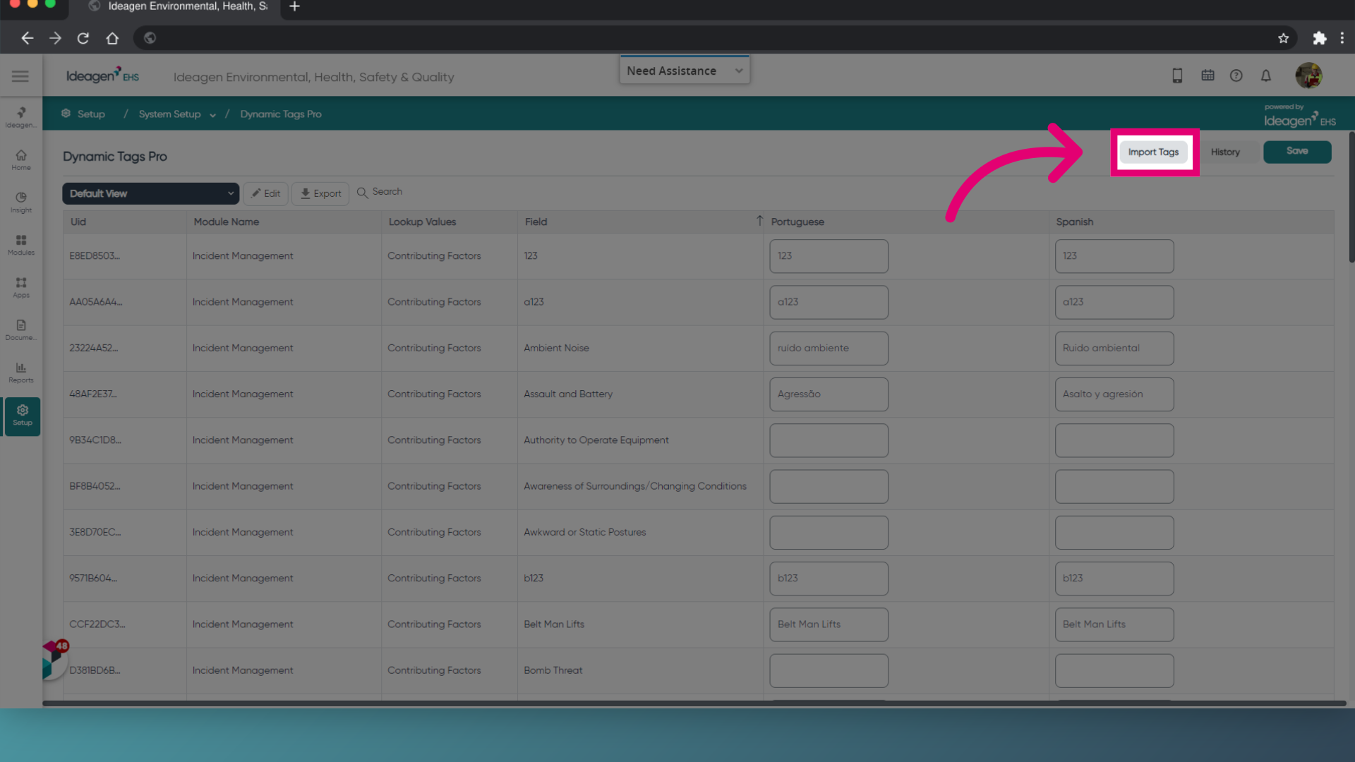 Click 'Import Tags'