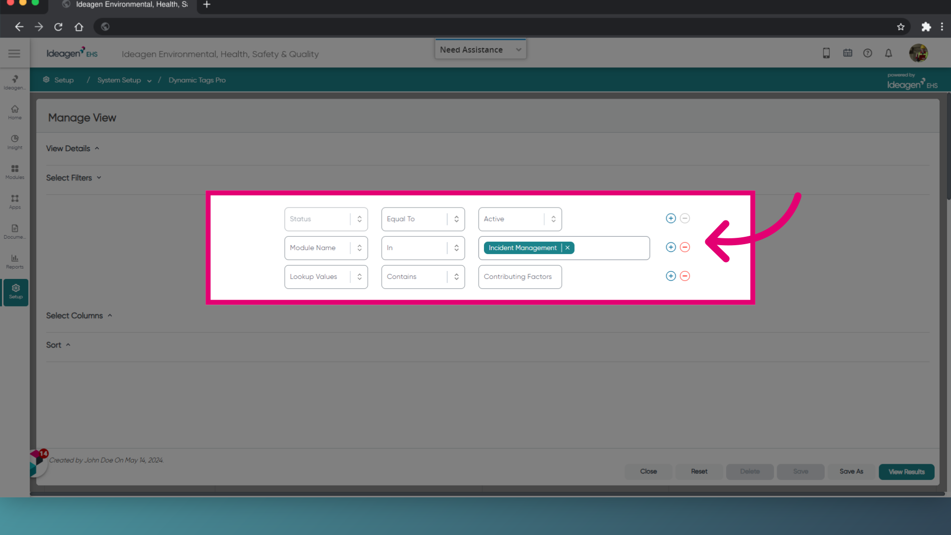 Add Filters for Modules, Lookup Values or fields..