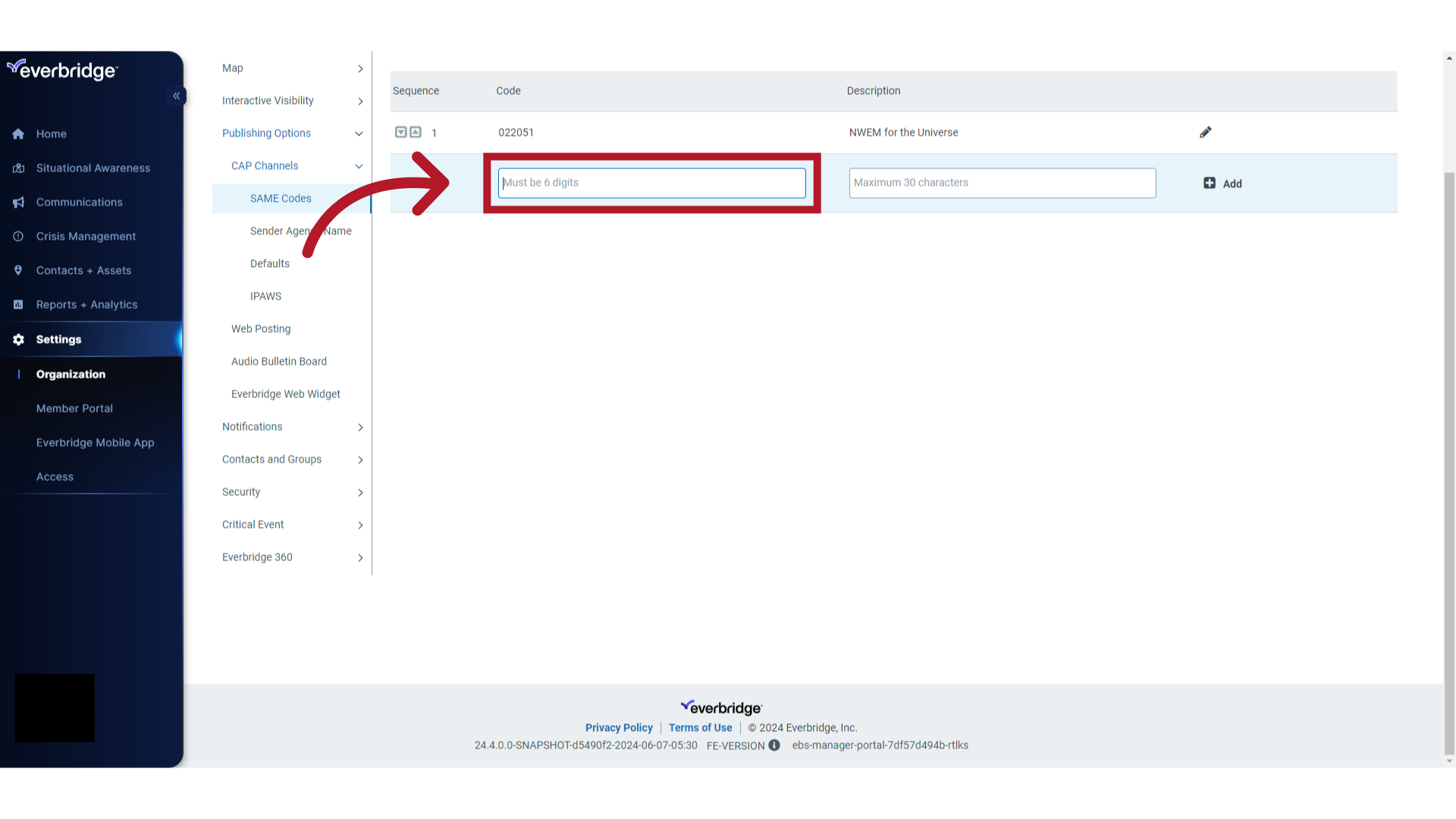 SAME Code Field