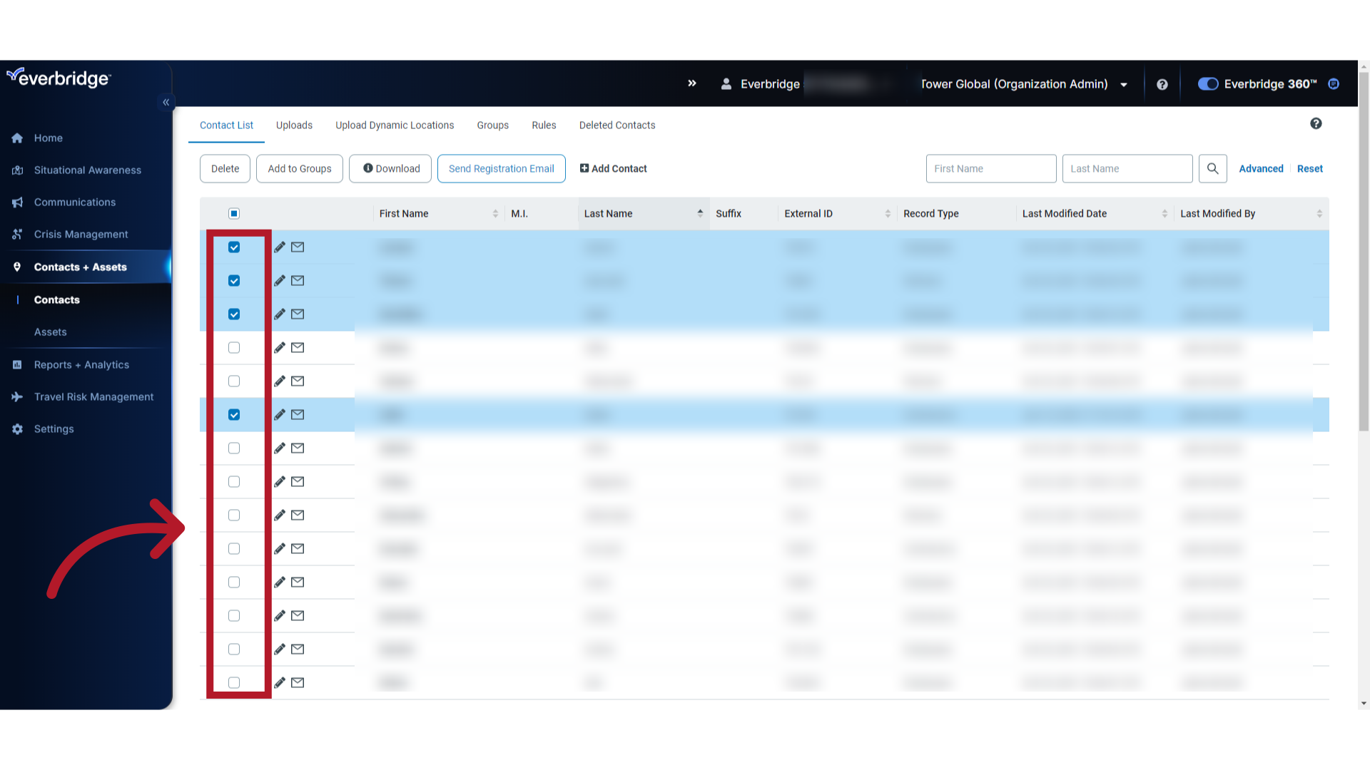 EMA Not Exposed - Contact Selection Continued