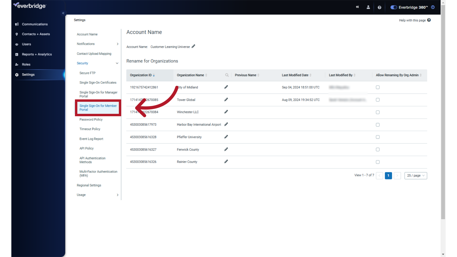 Single Sign-On for Member Portal