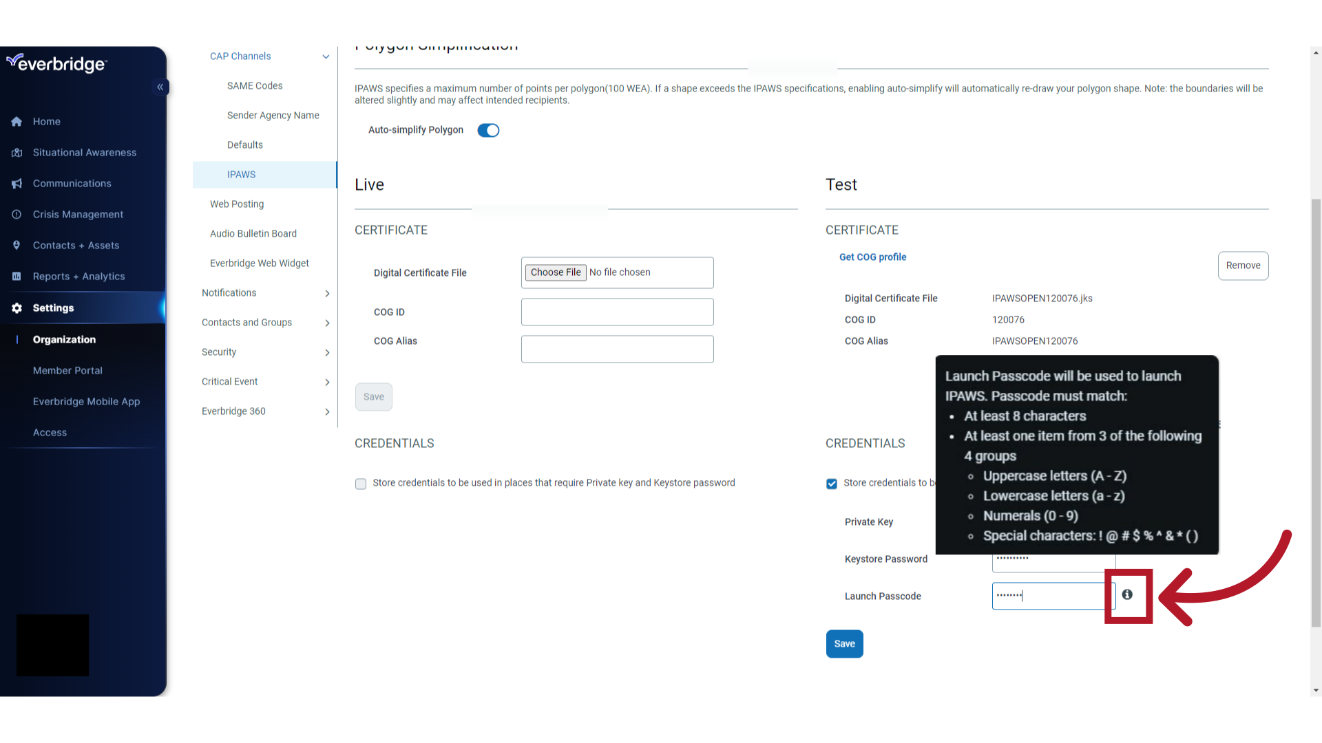 Launch Passcode Requirements