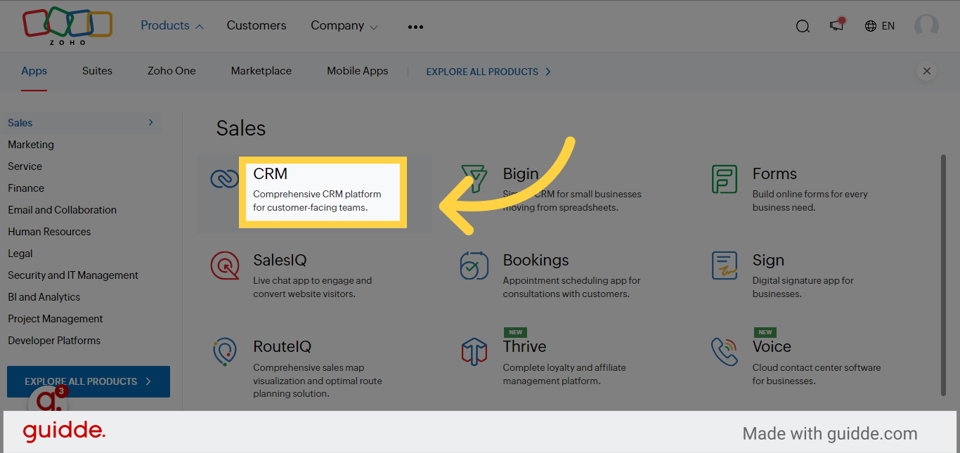 Click 'Comprehensive CRM platform for customer-facing teams.'