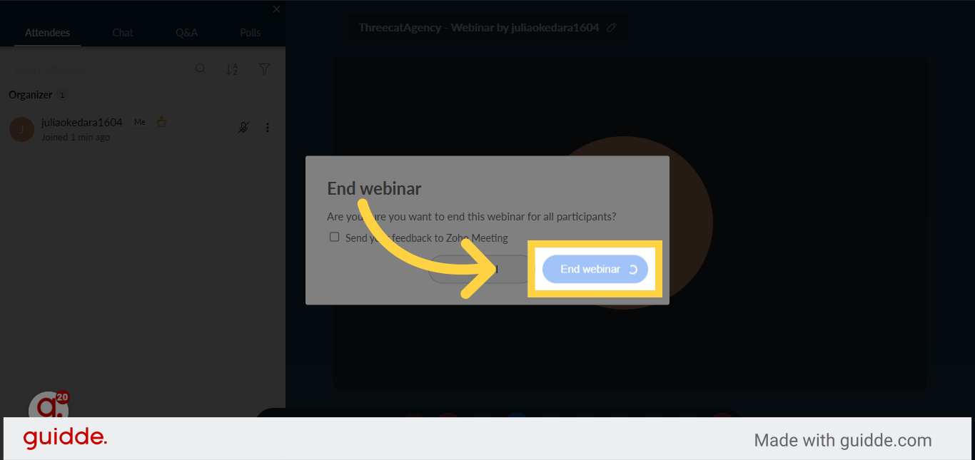 Click 'End webinar'