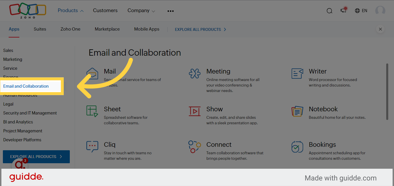 Click 'Email and Collaboration'