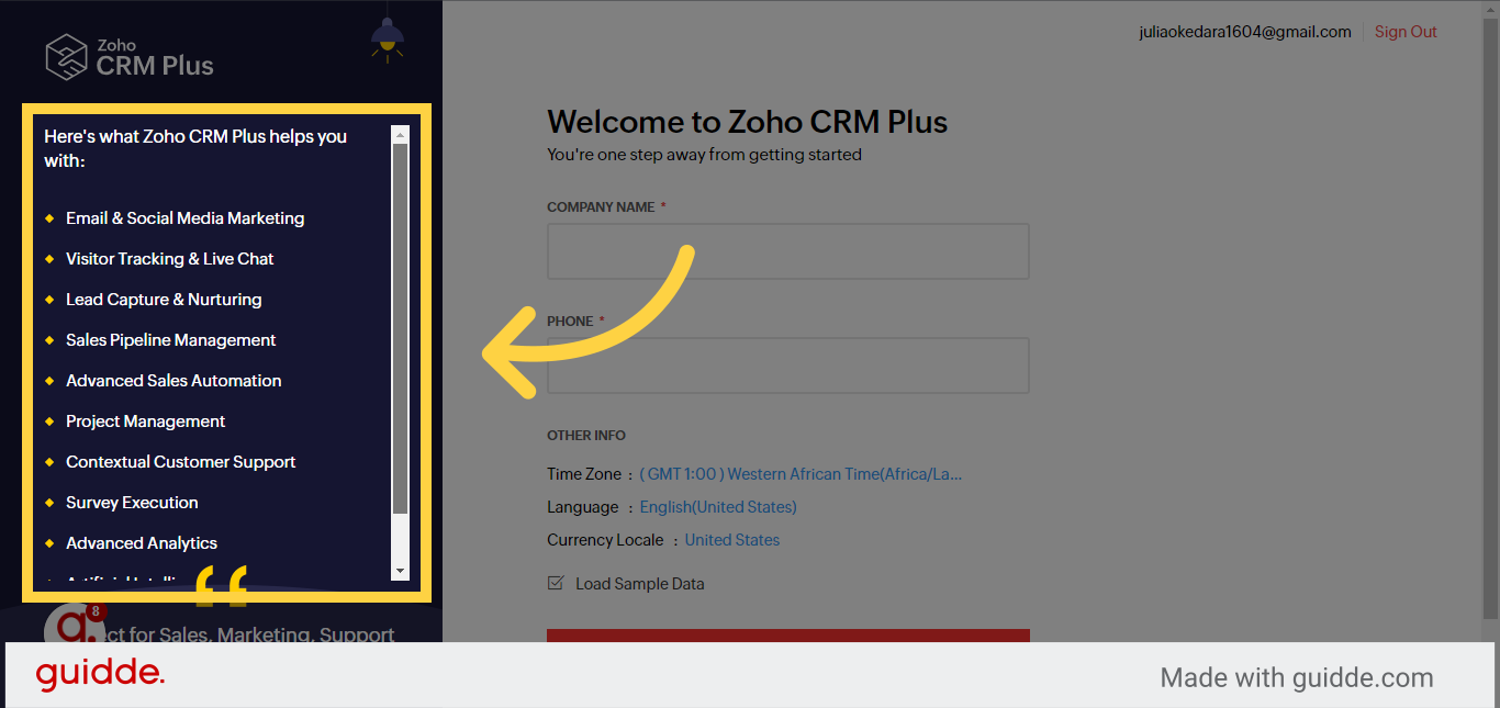 Click 'Here's what Zoho CRM Plus helps you with:
