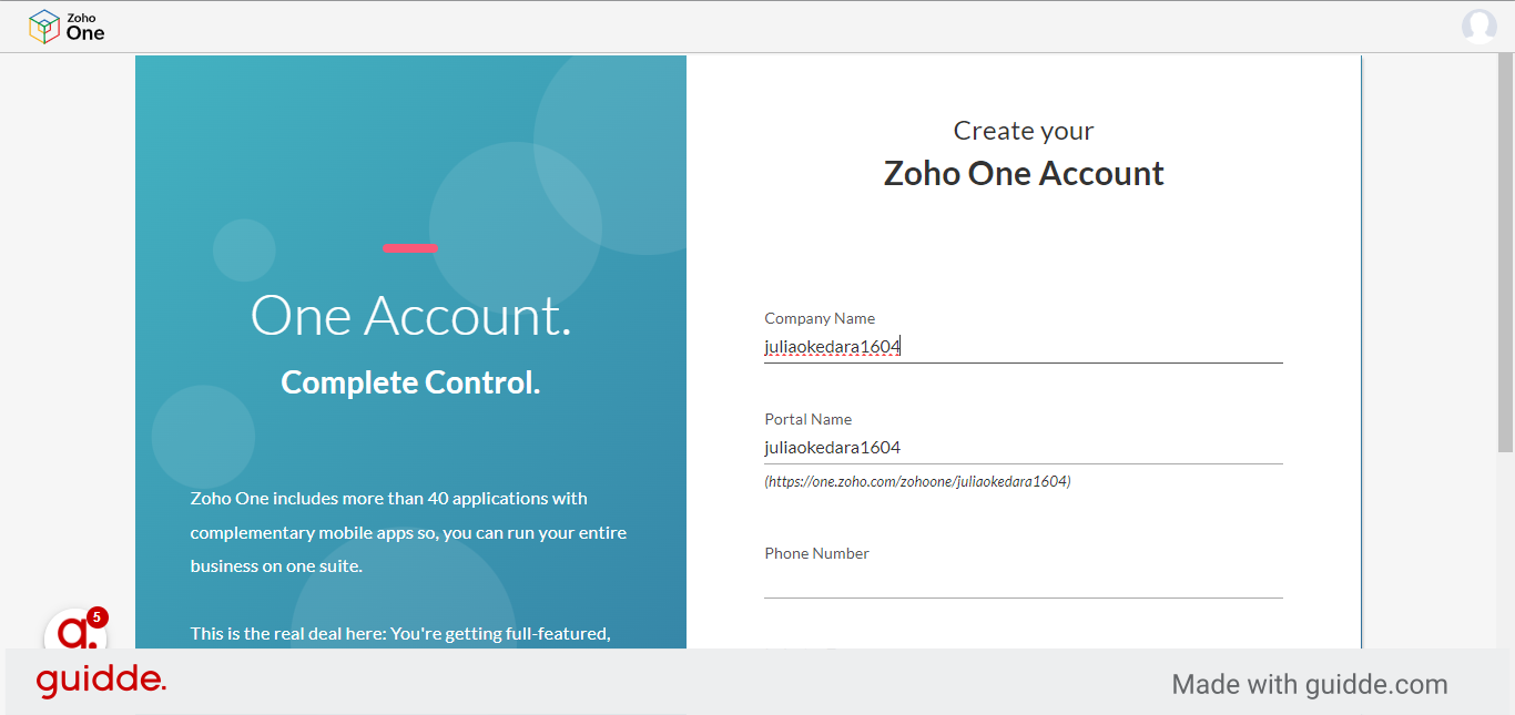 Switch to 'one.zoho.com'