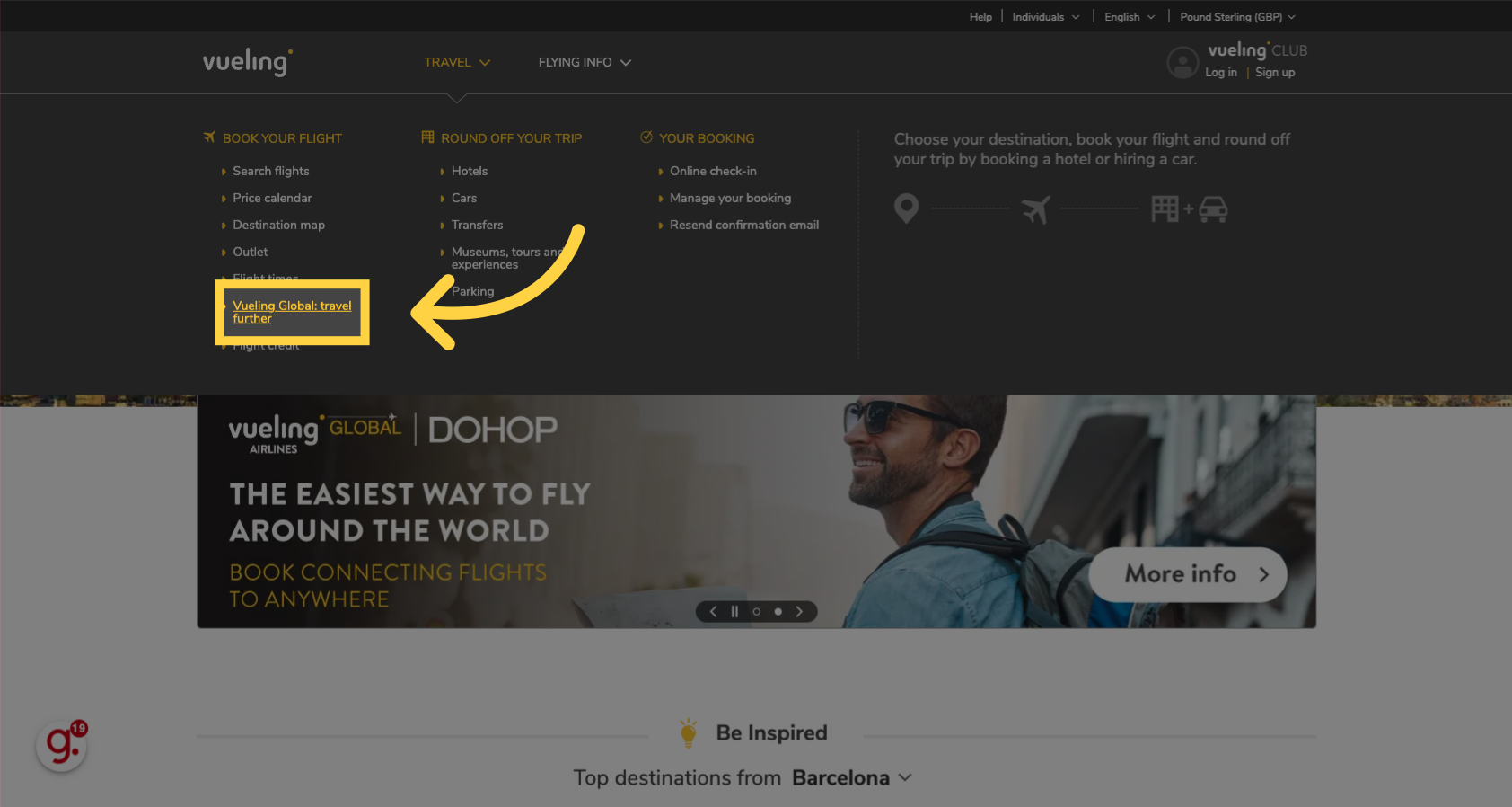 Click 'Vueling Global: travel further'