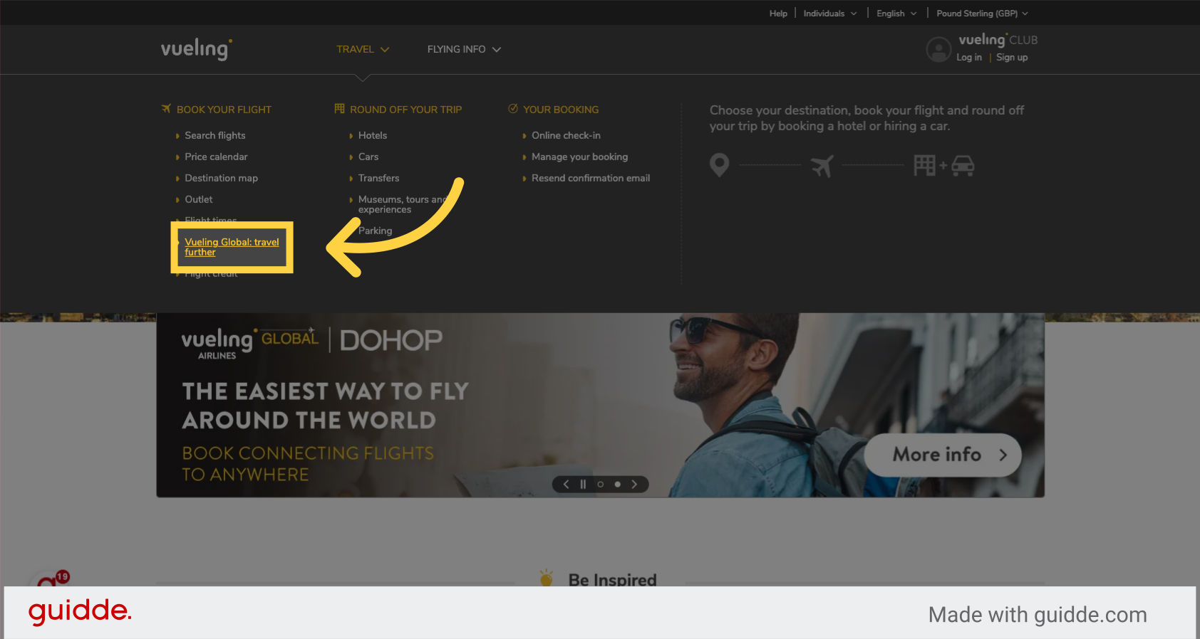 Click 'Vueling Global: travel further'