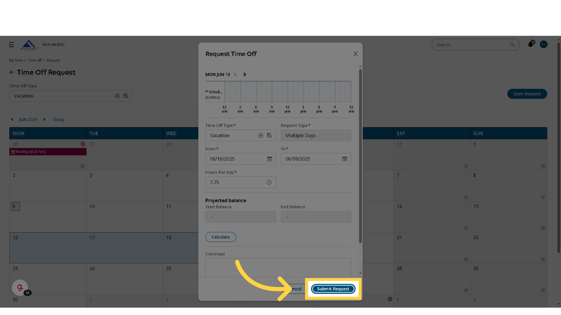 Click 'Submit Request'