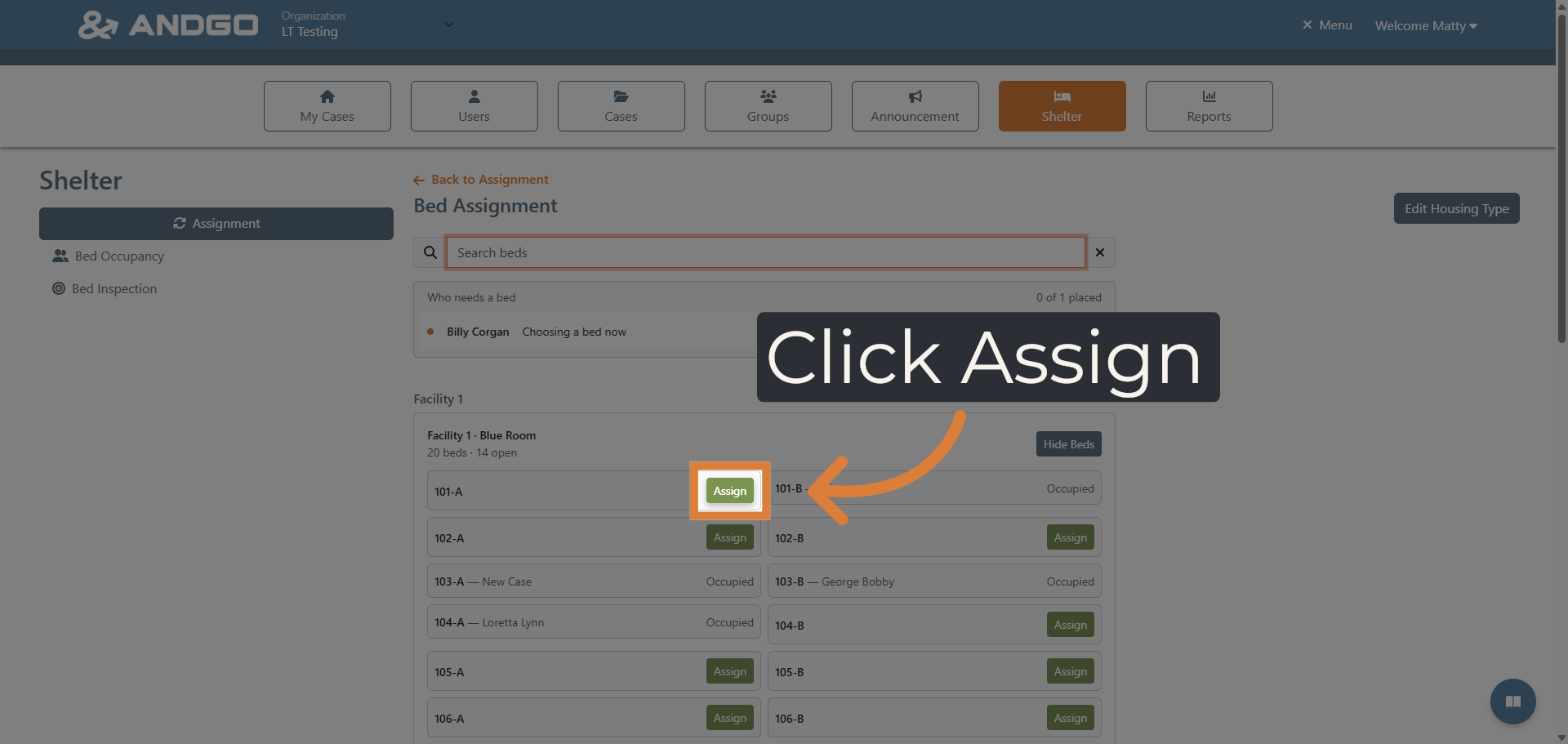 Assign Bed to Individual