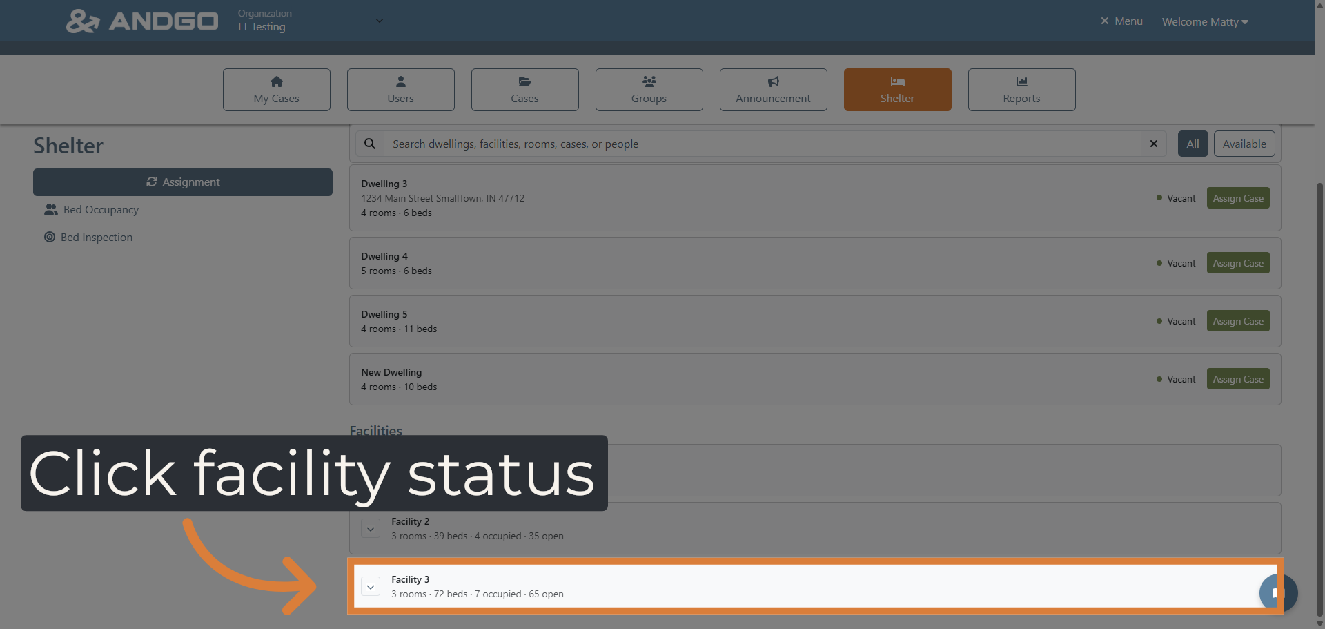 View Facility Bed Status
