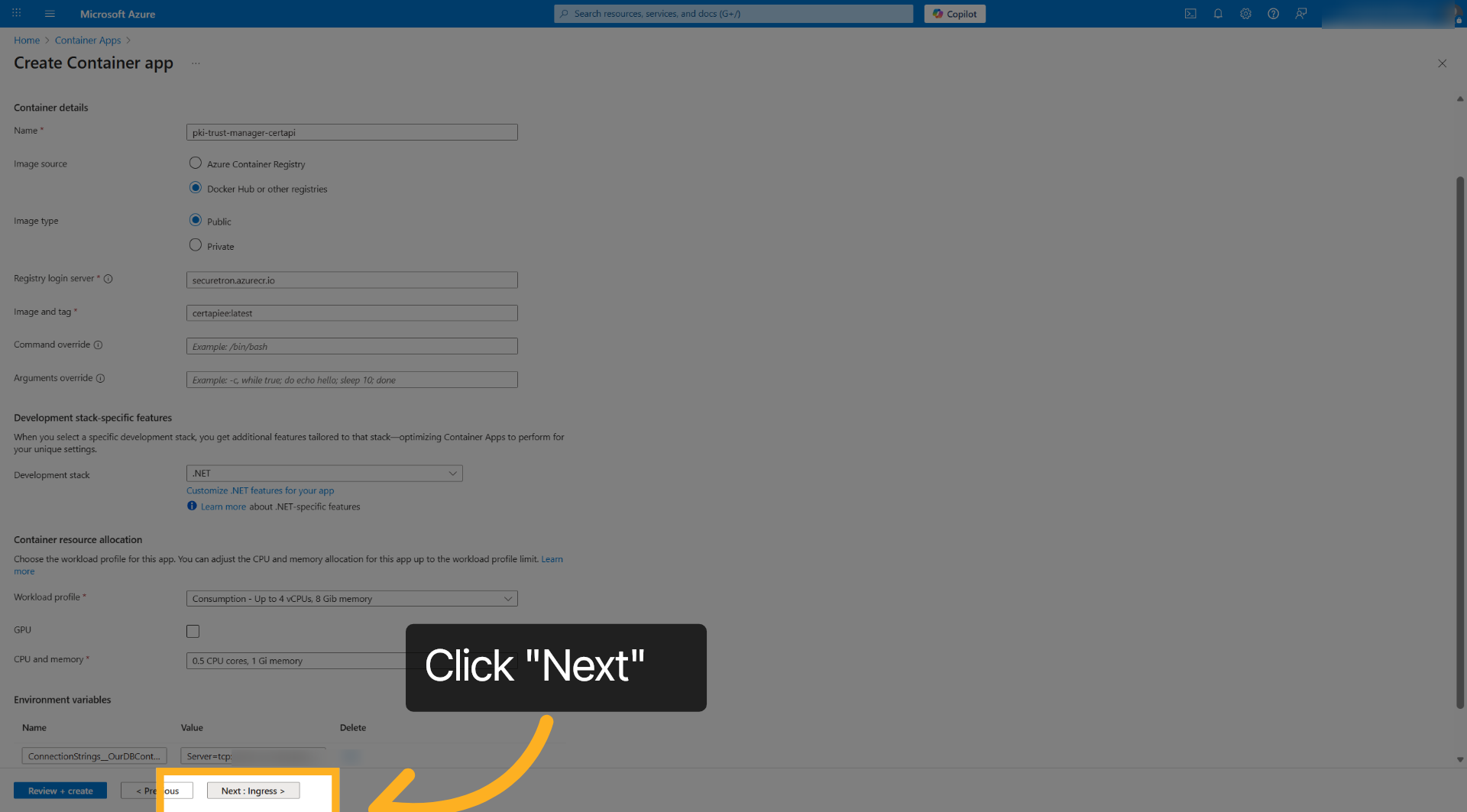 Proceed To Ingress Settings