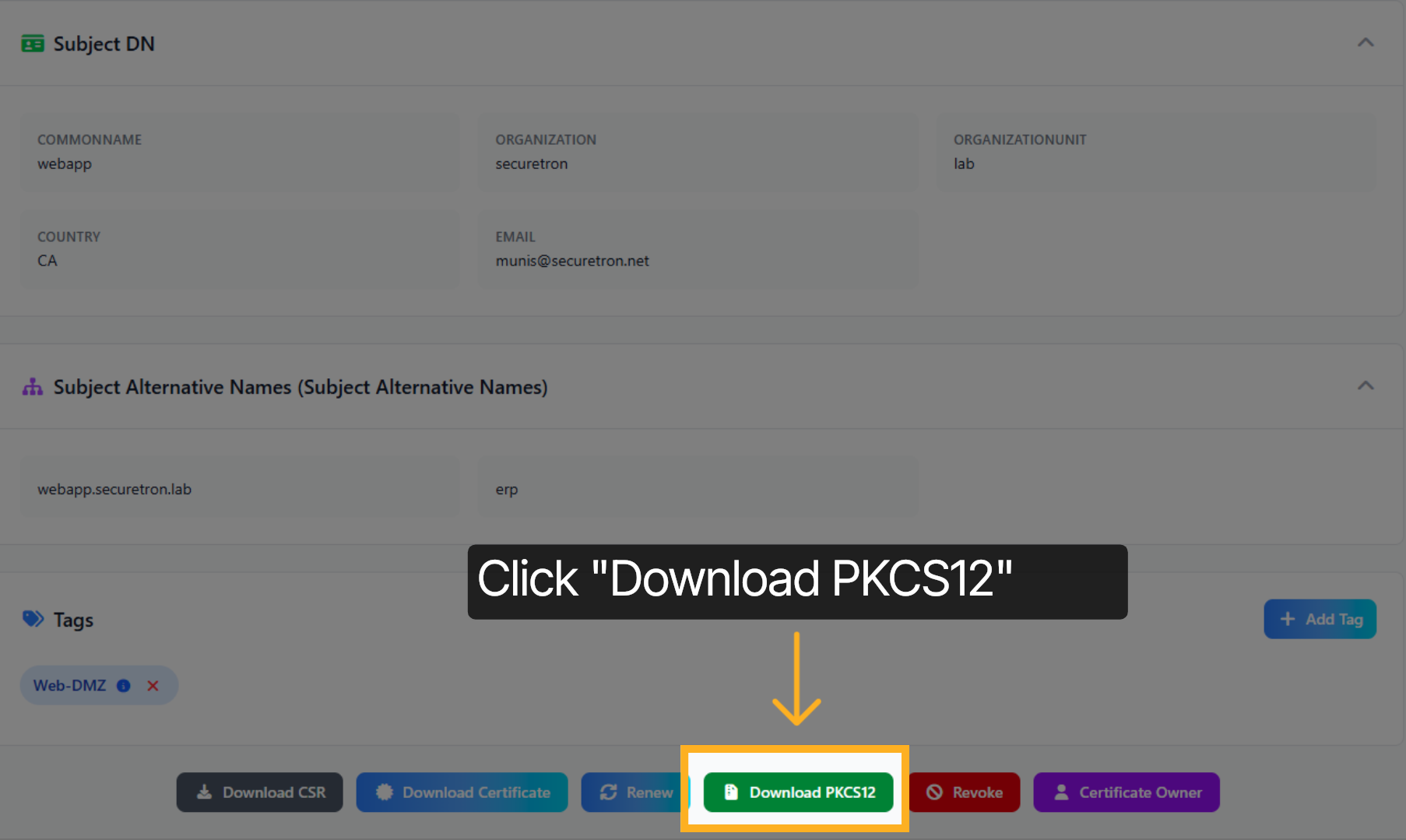 Download PKCS12 File