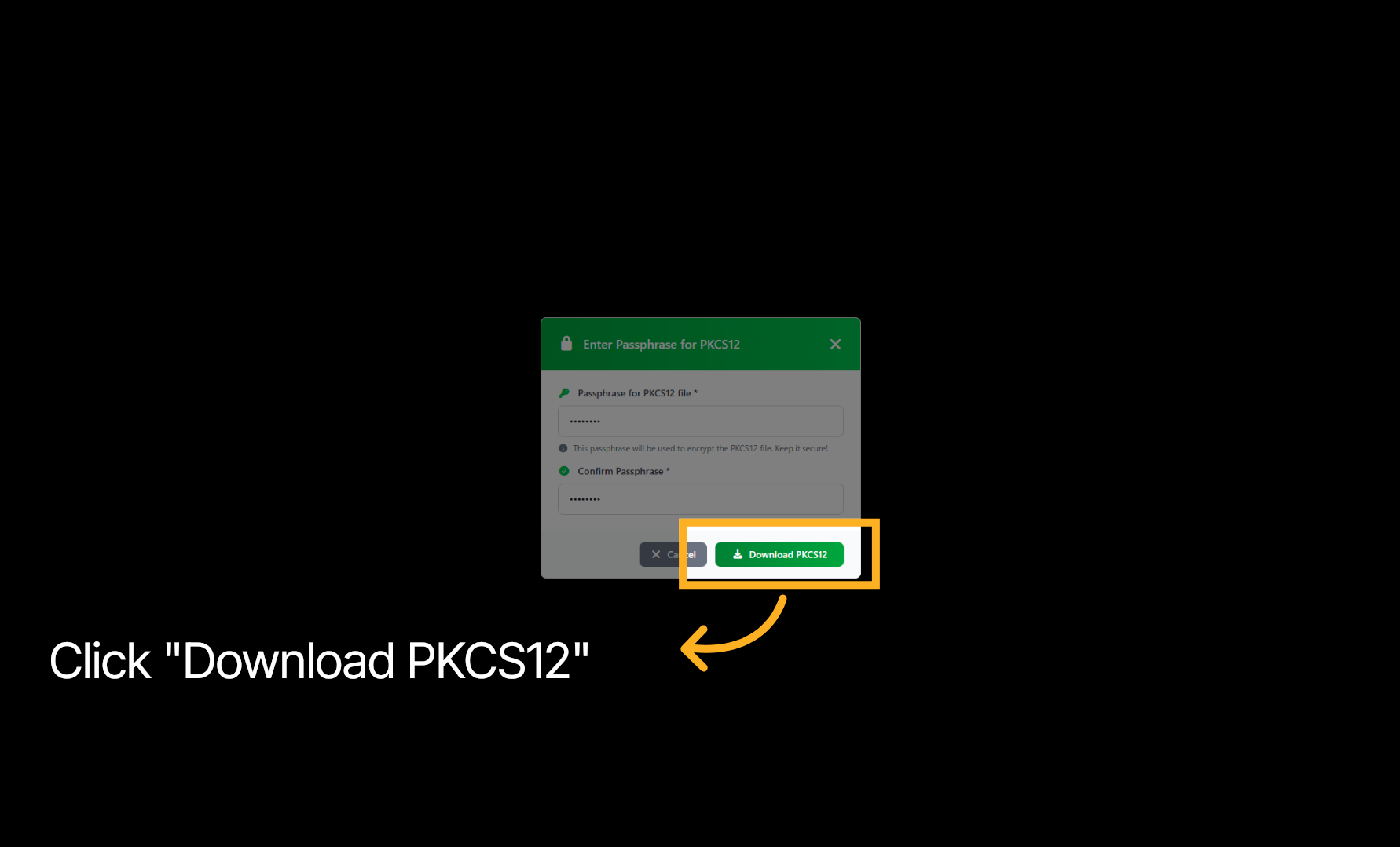 Confirm PKCS12 Download