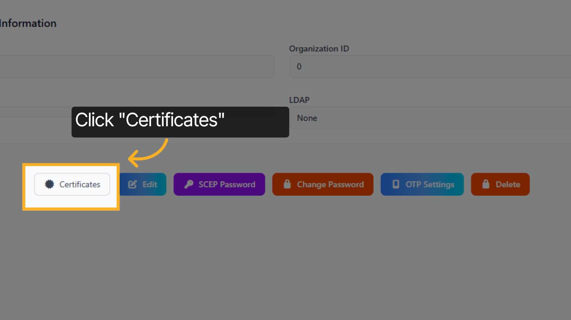 Open Certificates Section