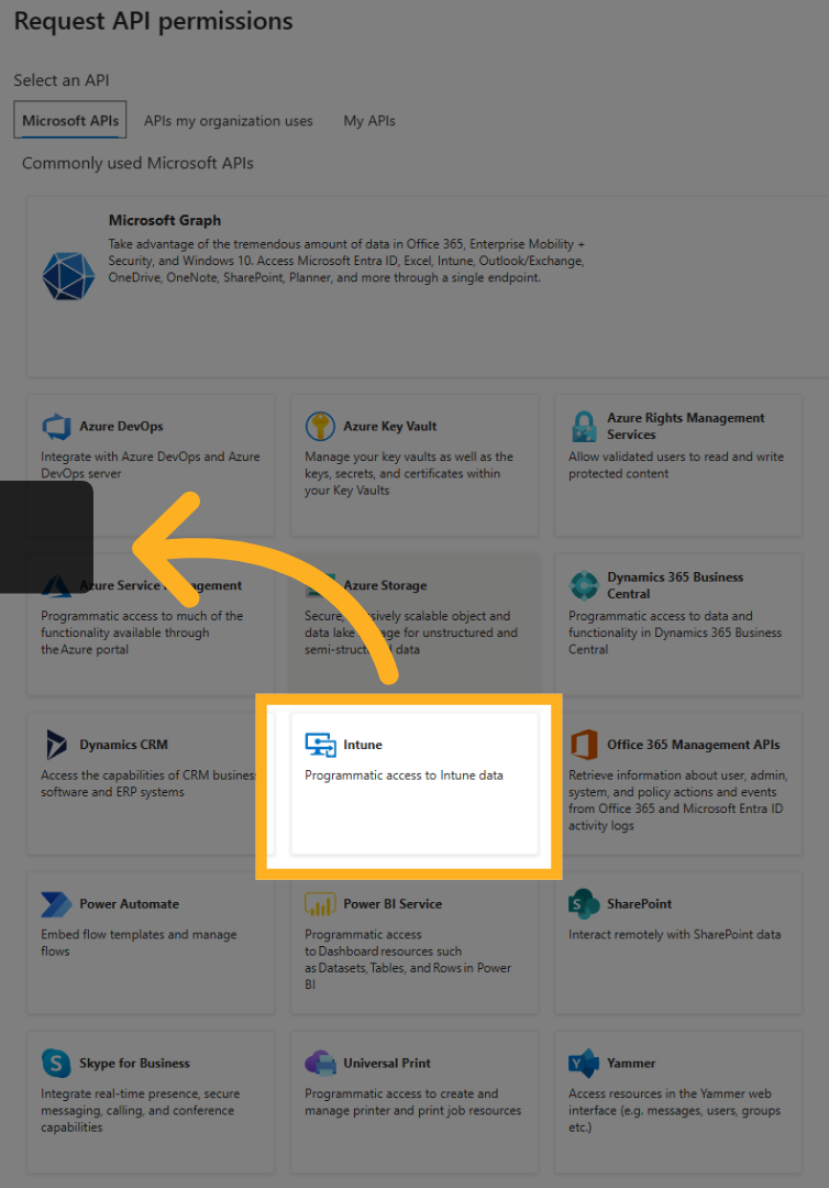 Azure: App Request API Permission