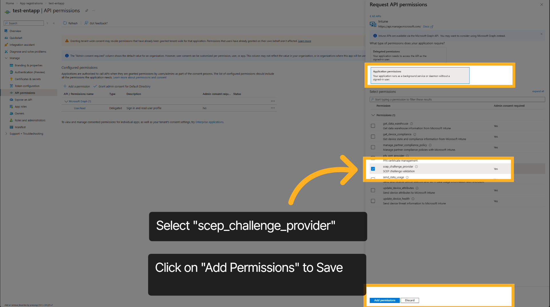 Azure: App - Intune App Permissions