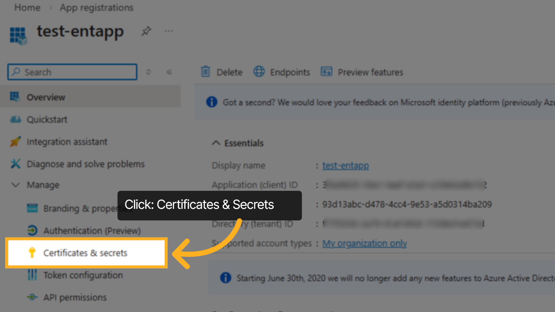Azure: App Certificates & Secrets
