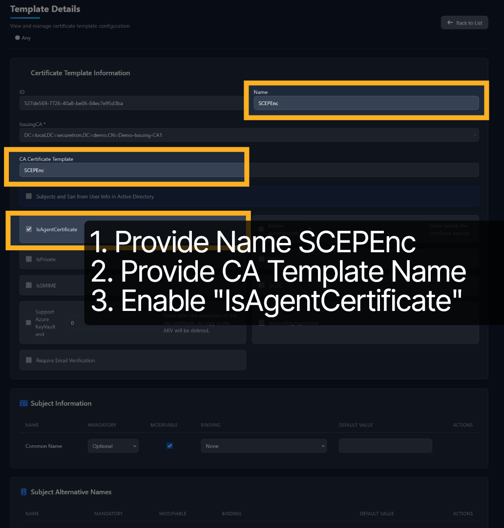 SCEPEnc Template Configuration