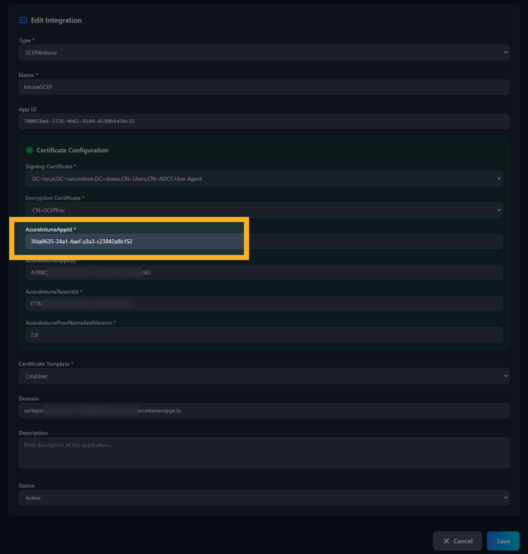 SCEP4Intune Azure App-ID