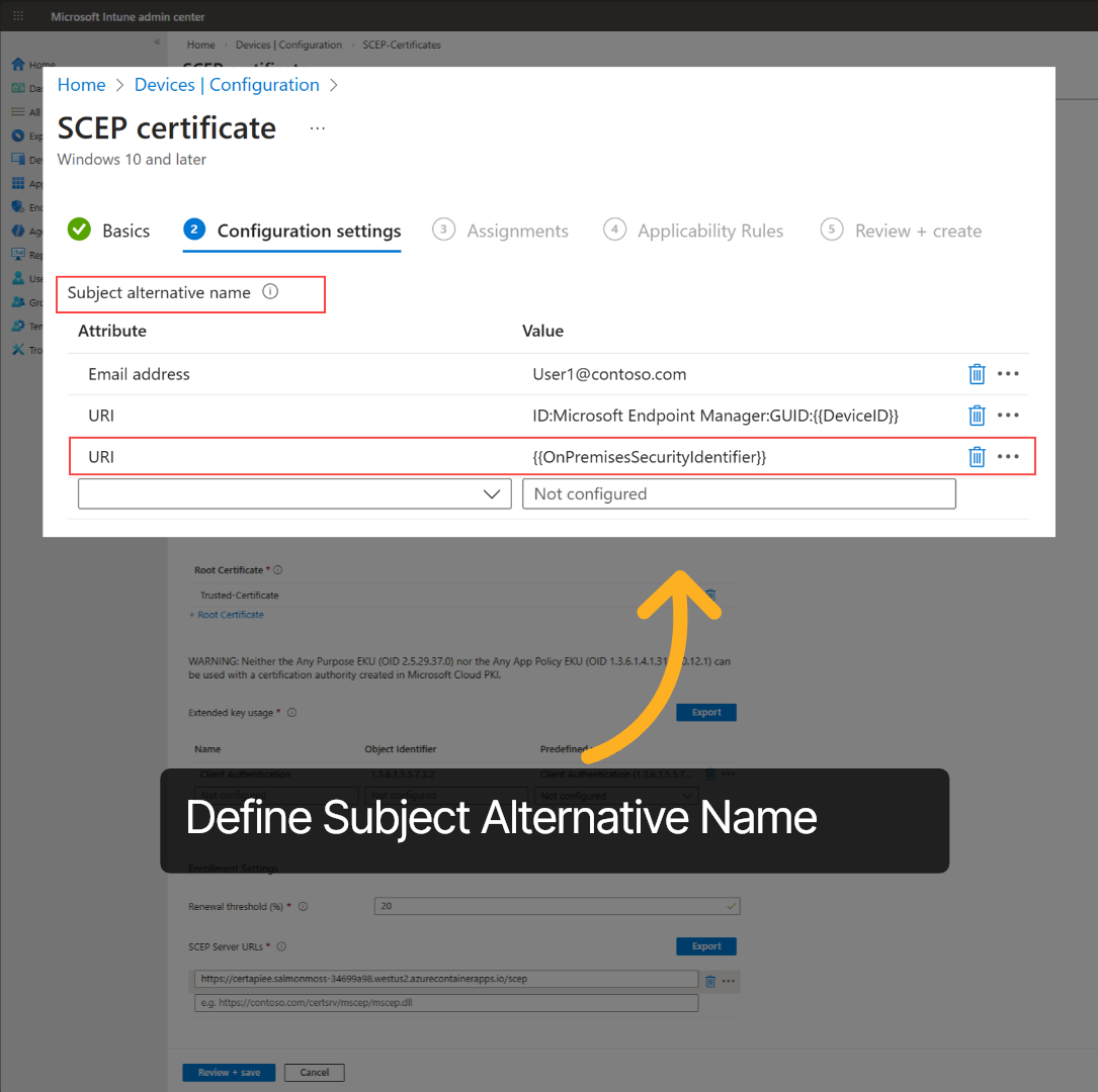 Intune: SCEP Certificate SAN