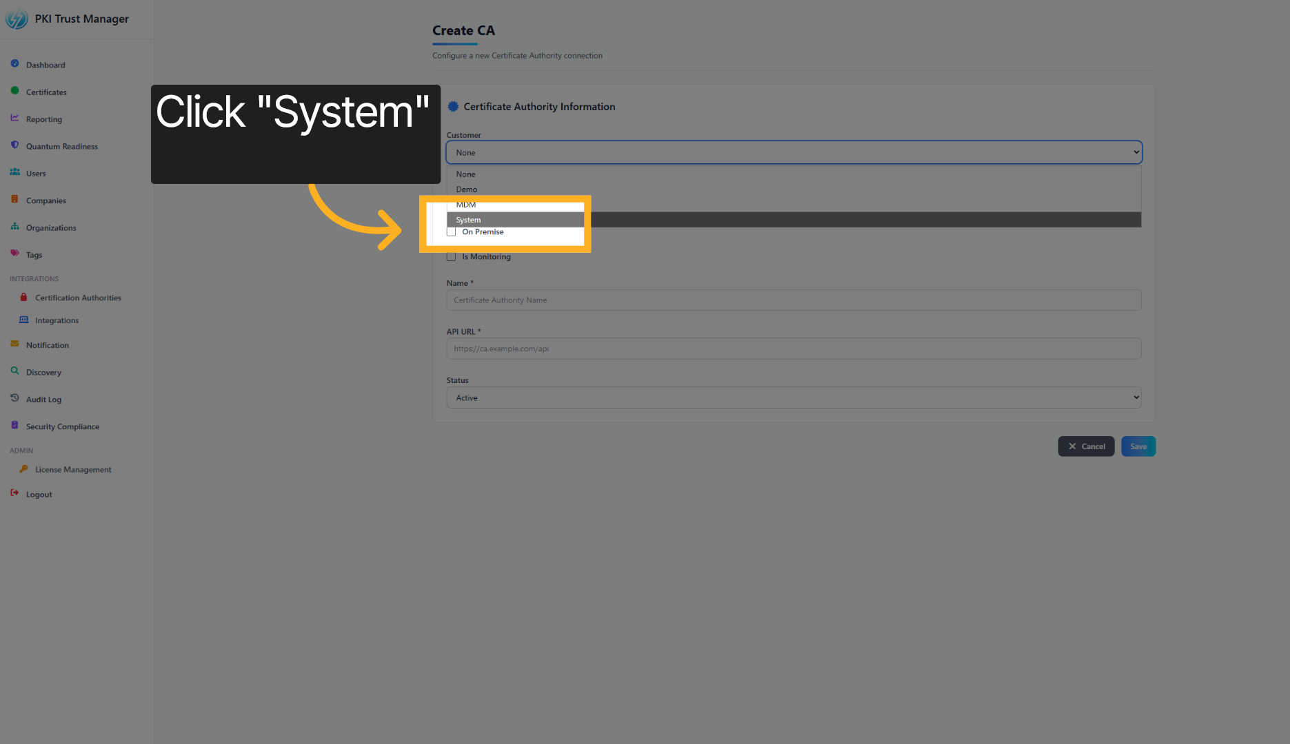 Select System Category