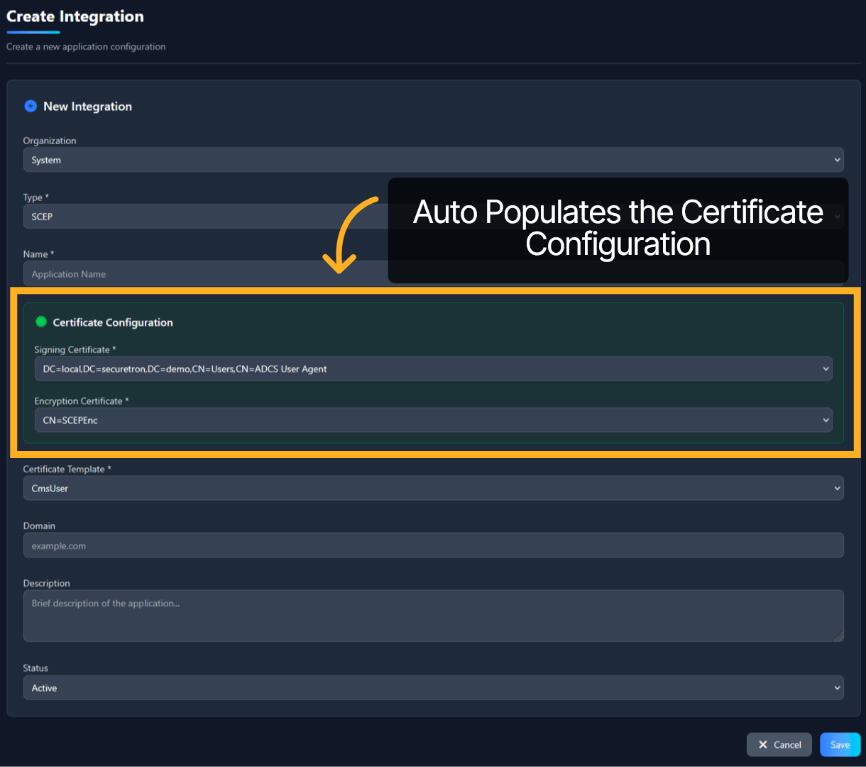 SCEP Integration Configuration