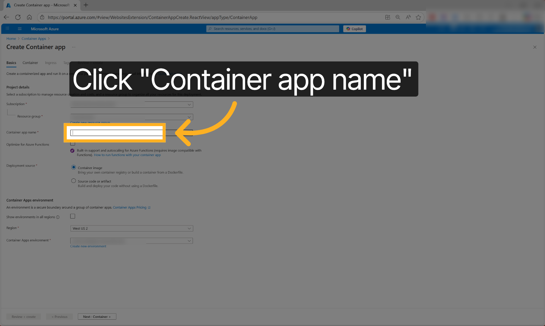 Select Container App