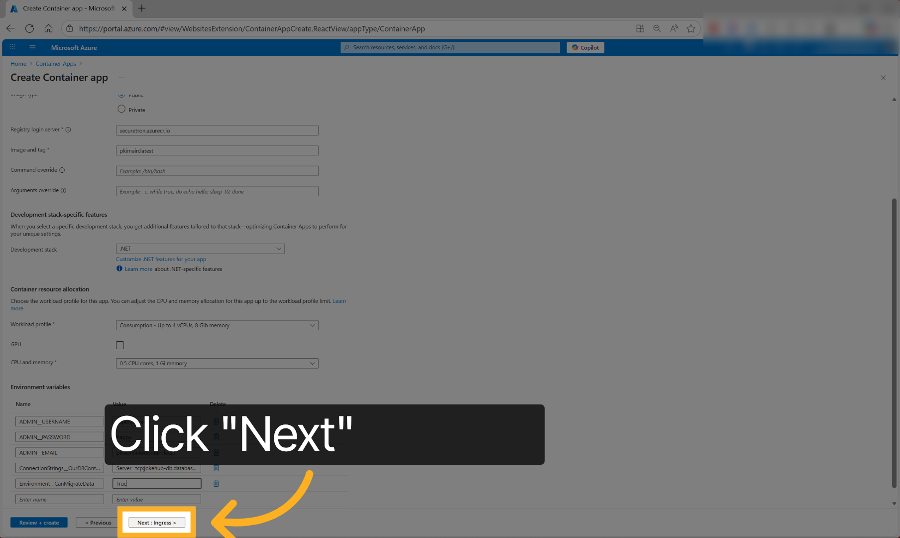 Proceed To Ingress Settings