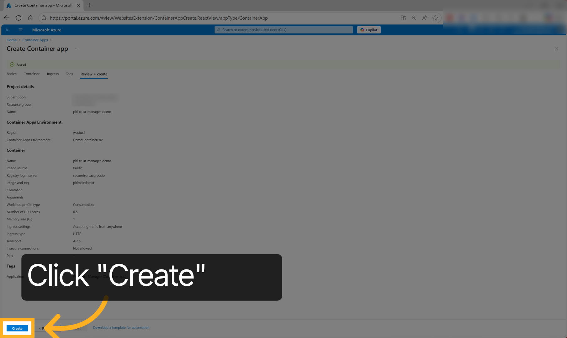 Create Container App