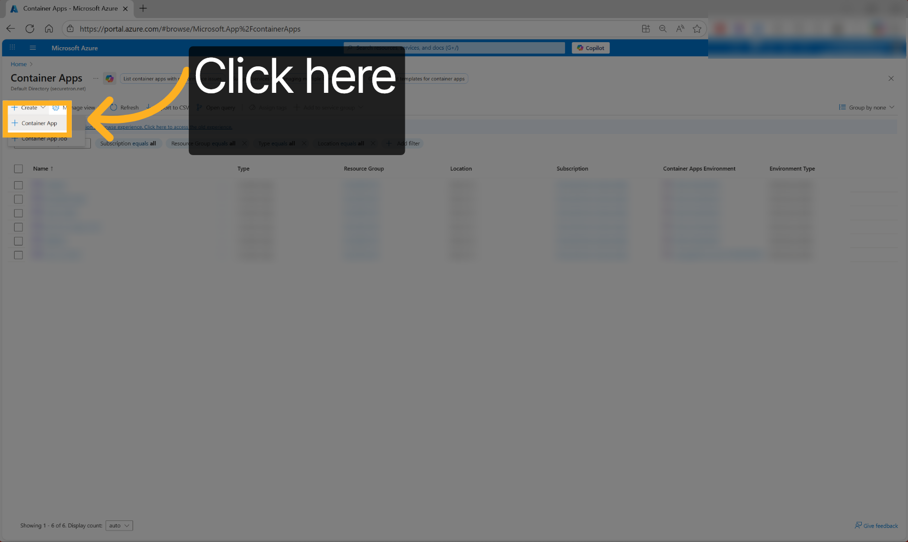 Navigate To Container Apps