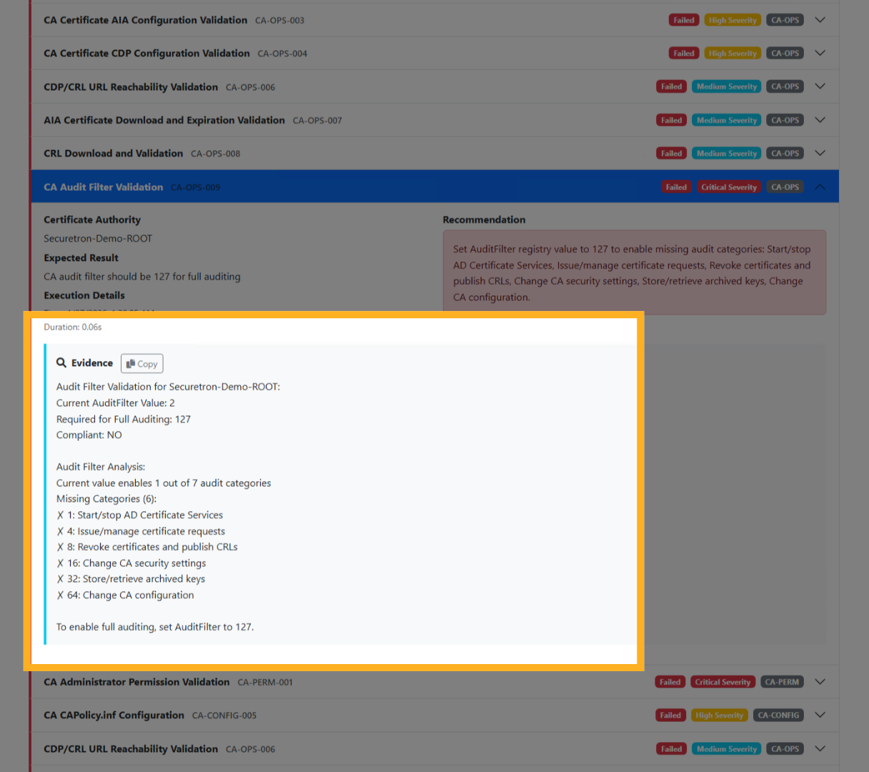 Finding Details: Evidence