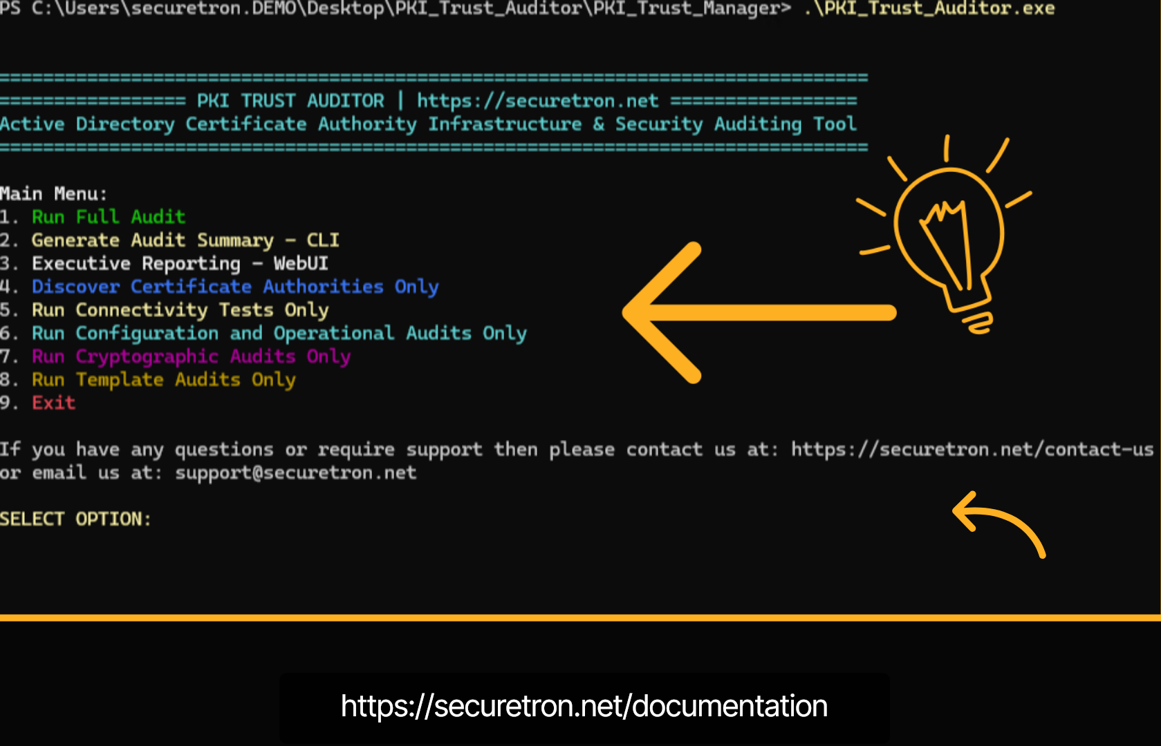 PKI Trust Auditor Main Menu