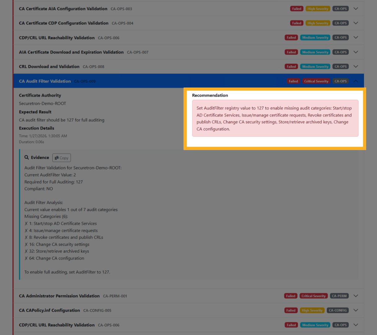 Finding Details: Recommendation