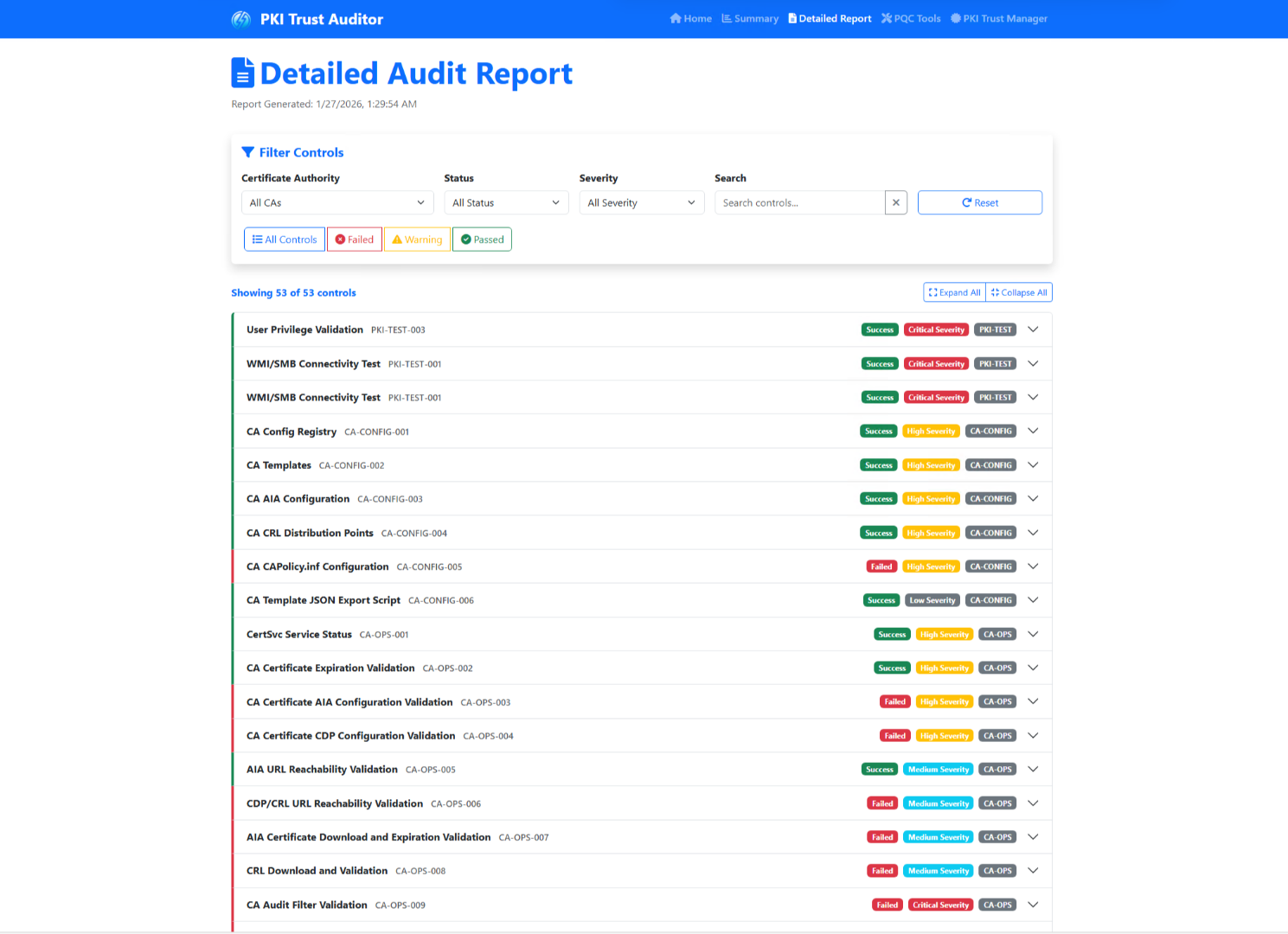 PKI Trust Auditor - Graphical Detailed Report