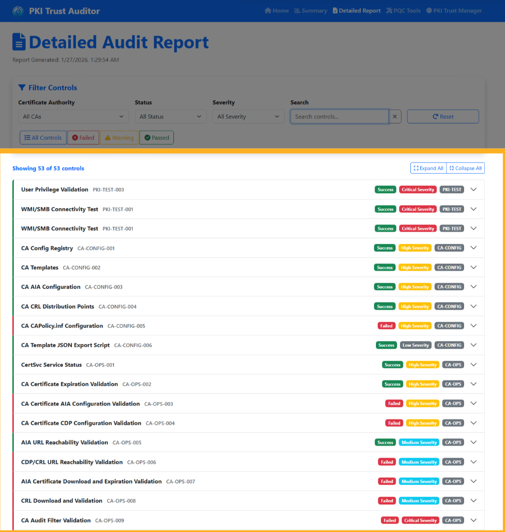 Detailed Findings List