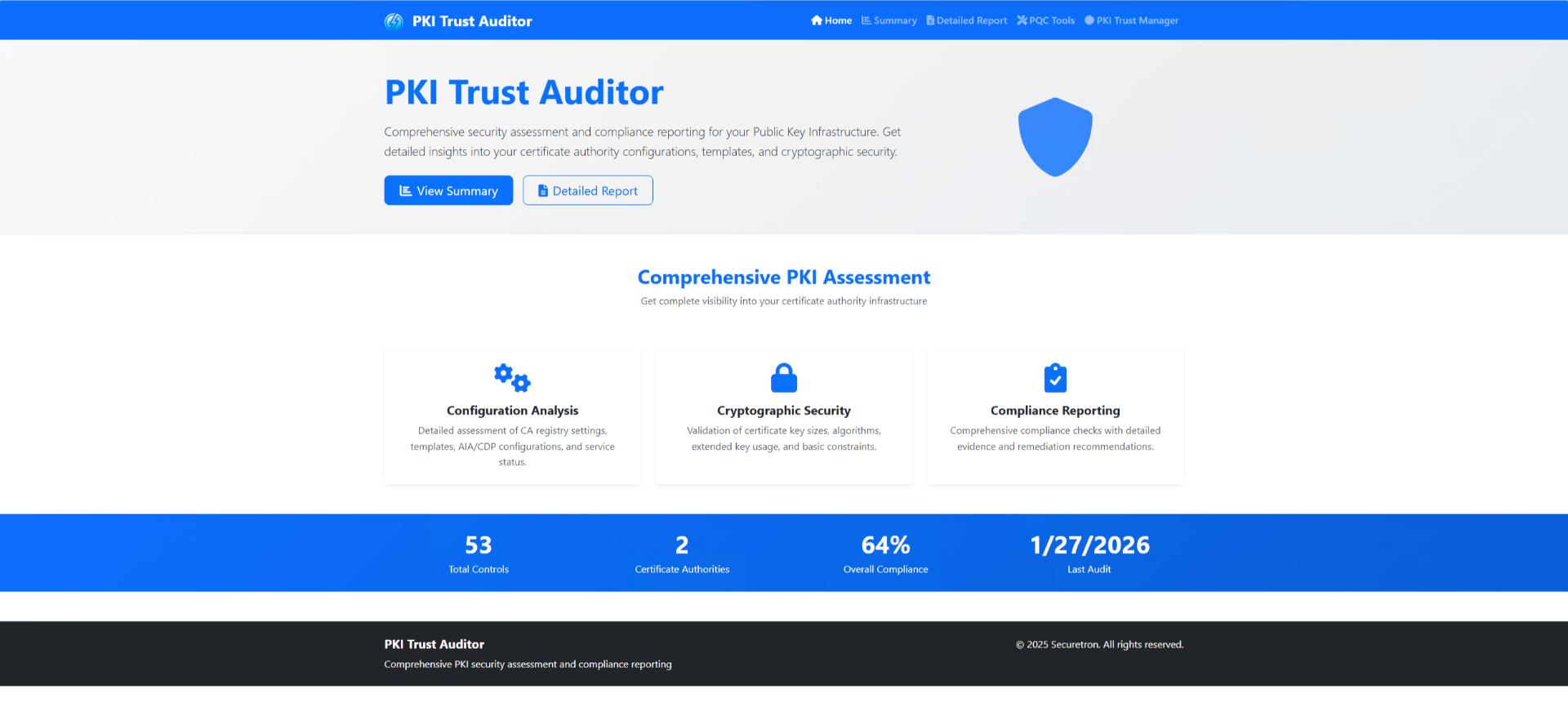 PKI Trust Auditor Web UI Audit Results