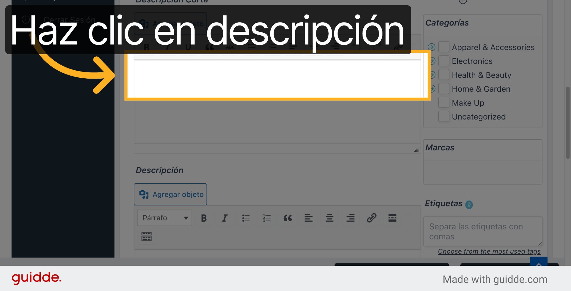 Accede Al Editor De Descripción