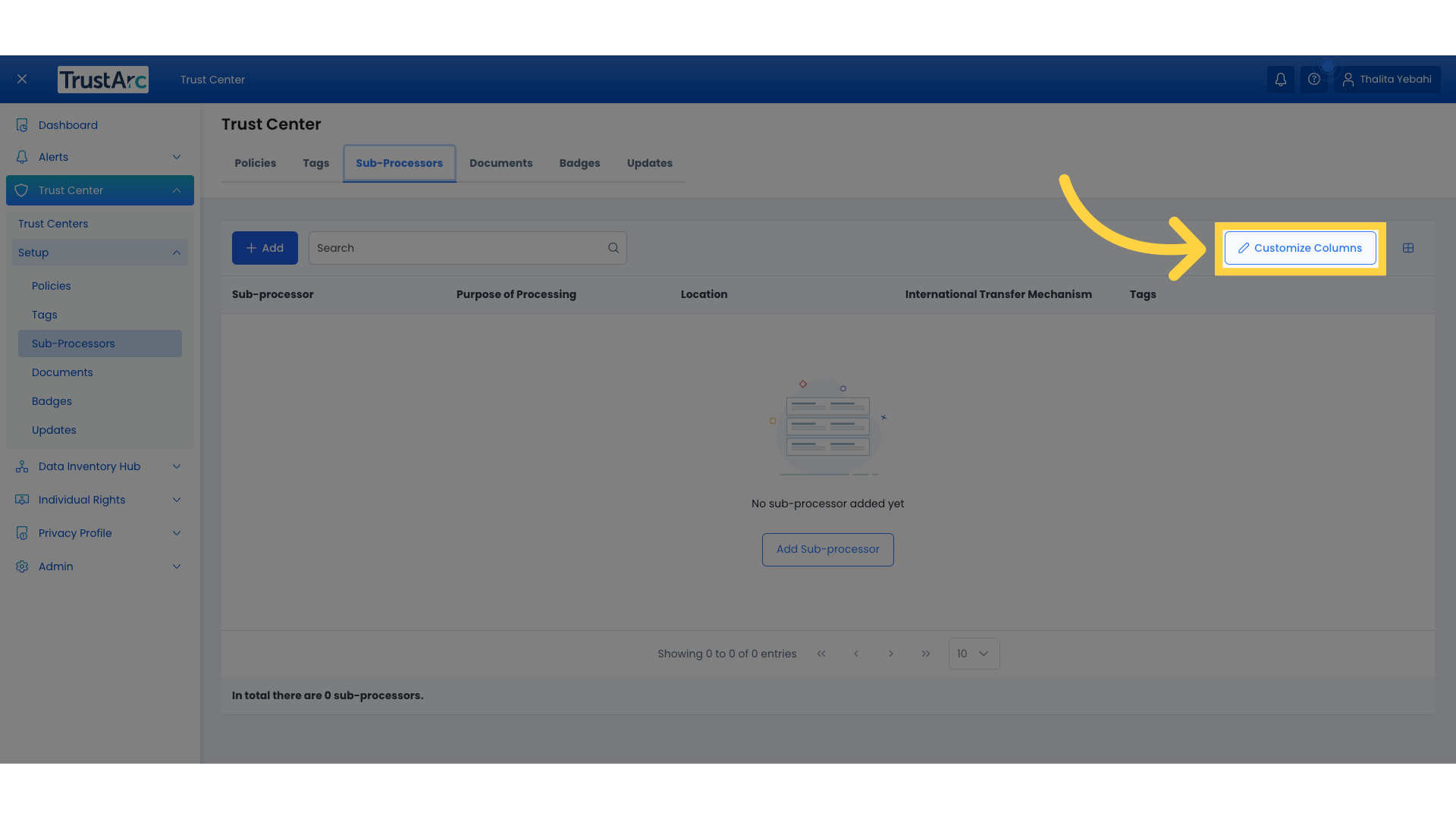 Click 'Customize Columns'