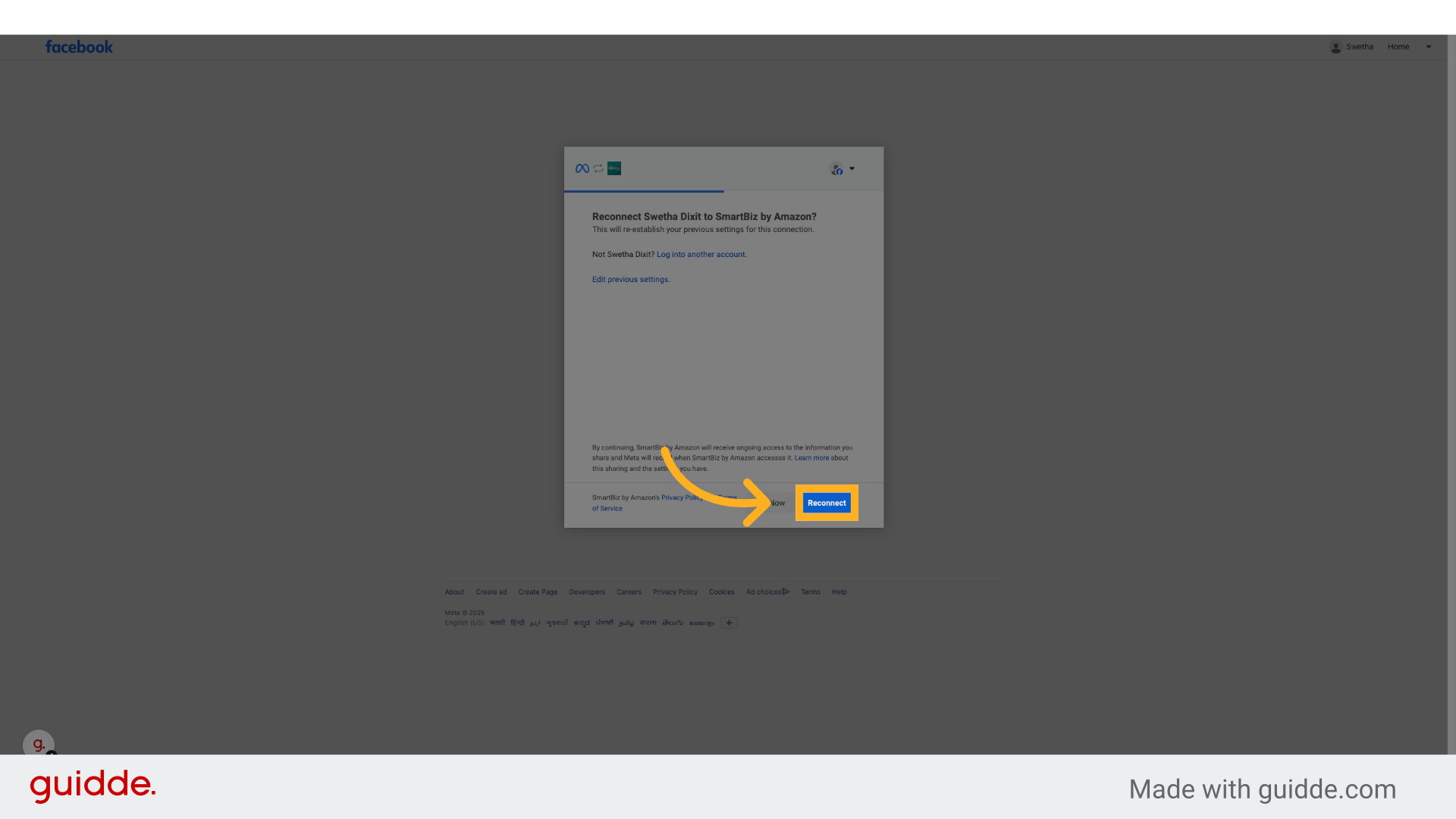 Complete all the steps to connect your Facebook Account