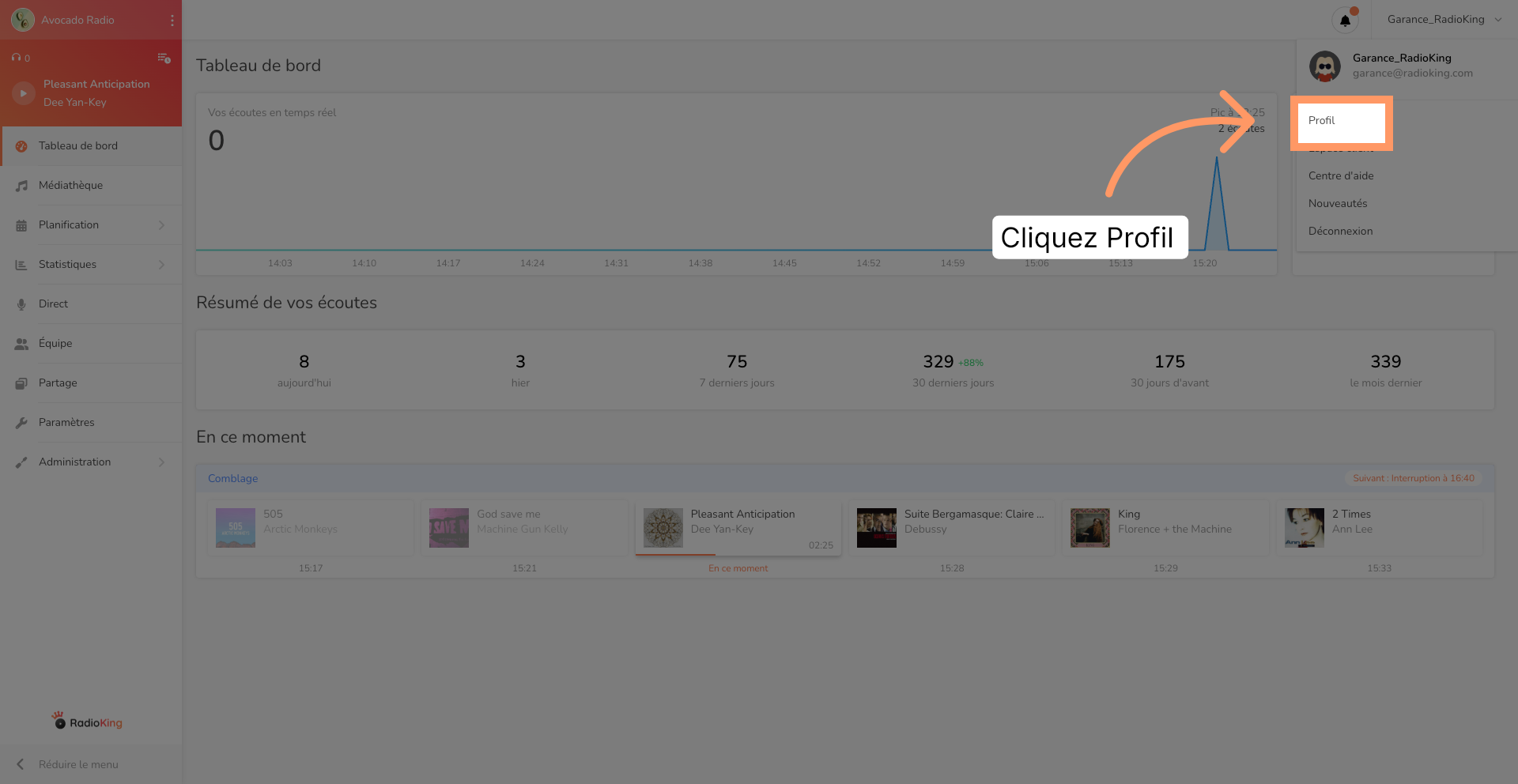 Ouvrir la section Profil