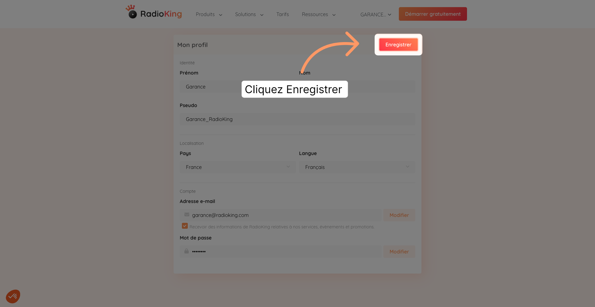 Enregistrer les modifications