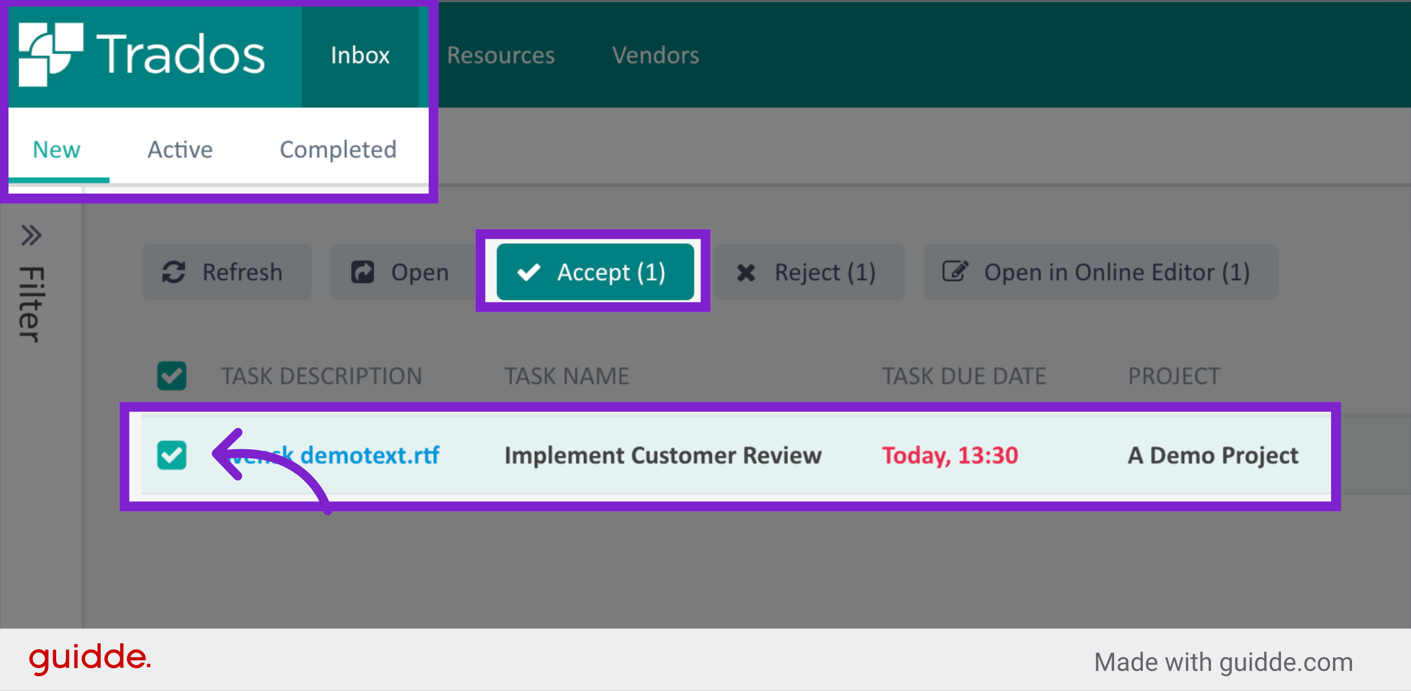 Accept the 'Implement (Customer) Review' task