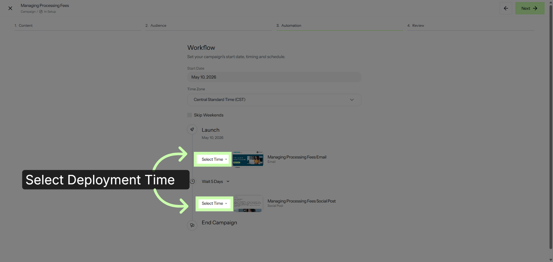 Choose Asset Deployment Times