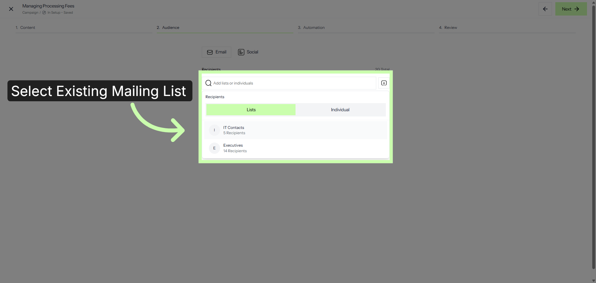 Choose Existing Contacts