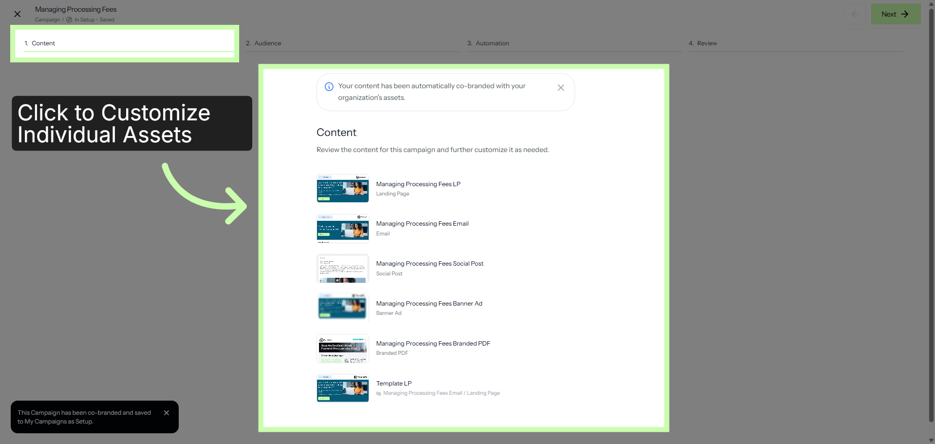 Customize Cobranded Content