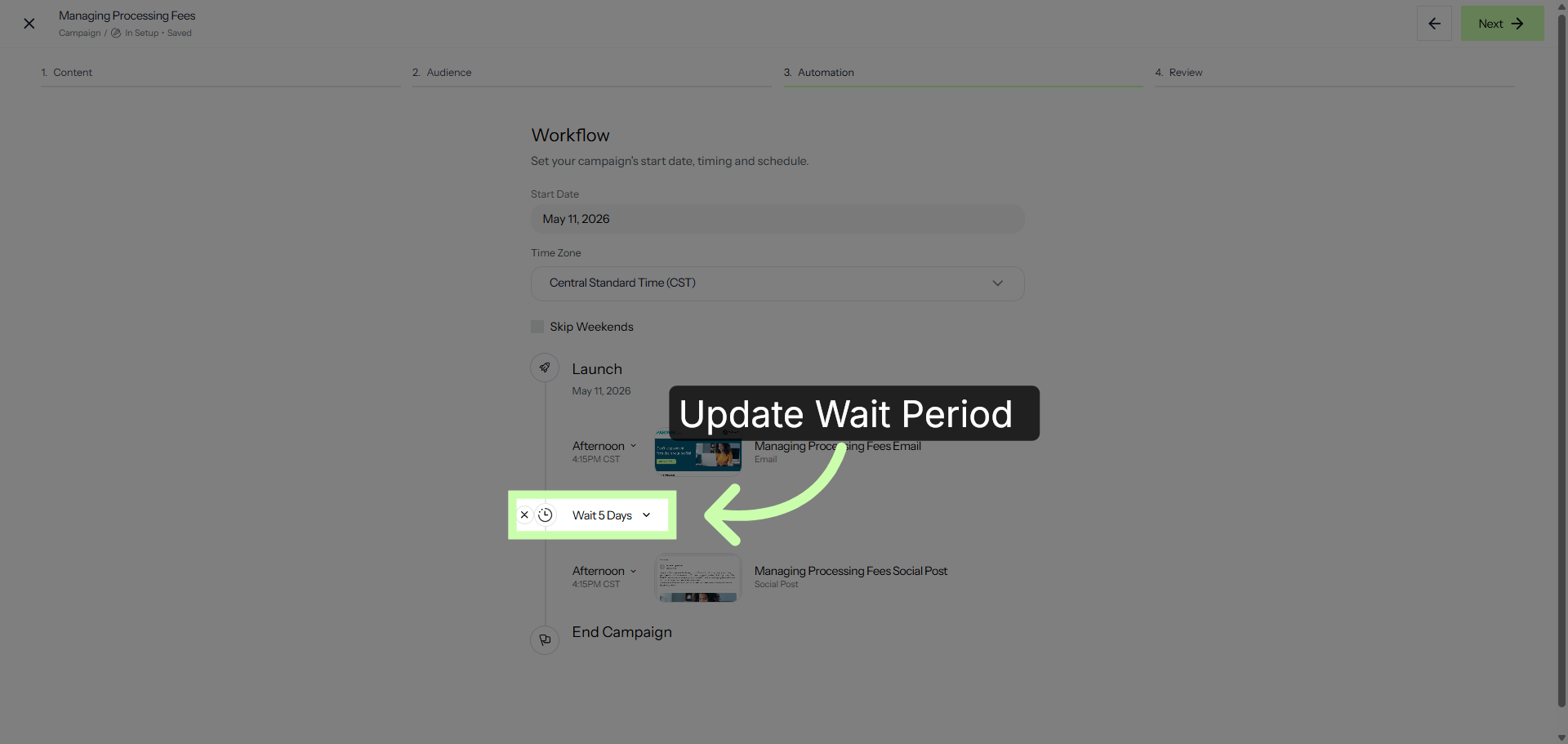 Update or Remove Wait Period